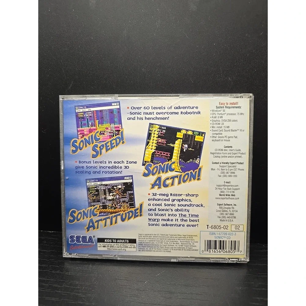 Sonic‎ CD (Sega PC Collection, 1997) PC CD Rom Game Windows 95